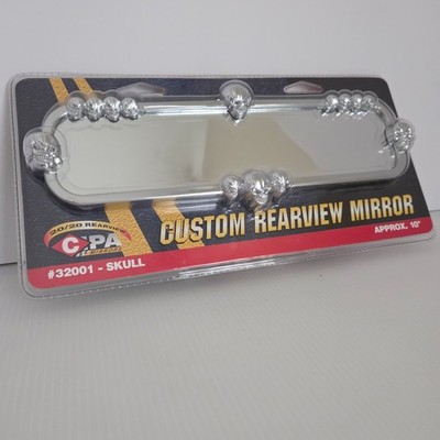 Rearview Mirror CIPA Skull Custom Chrome Interior Approx. 10'' 32001-Skull