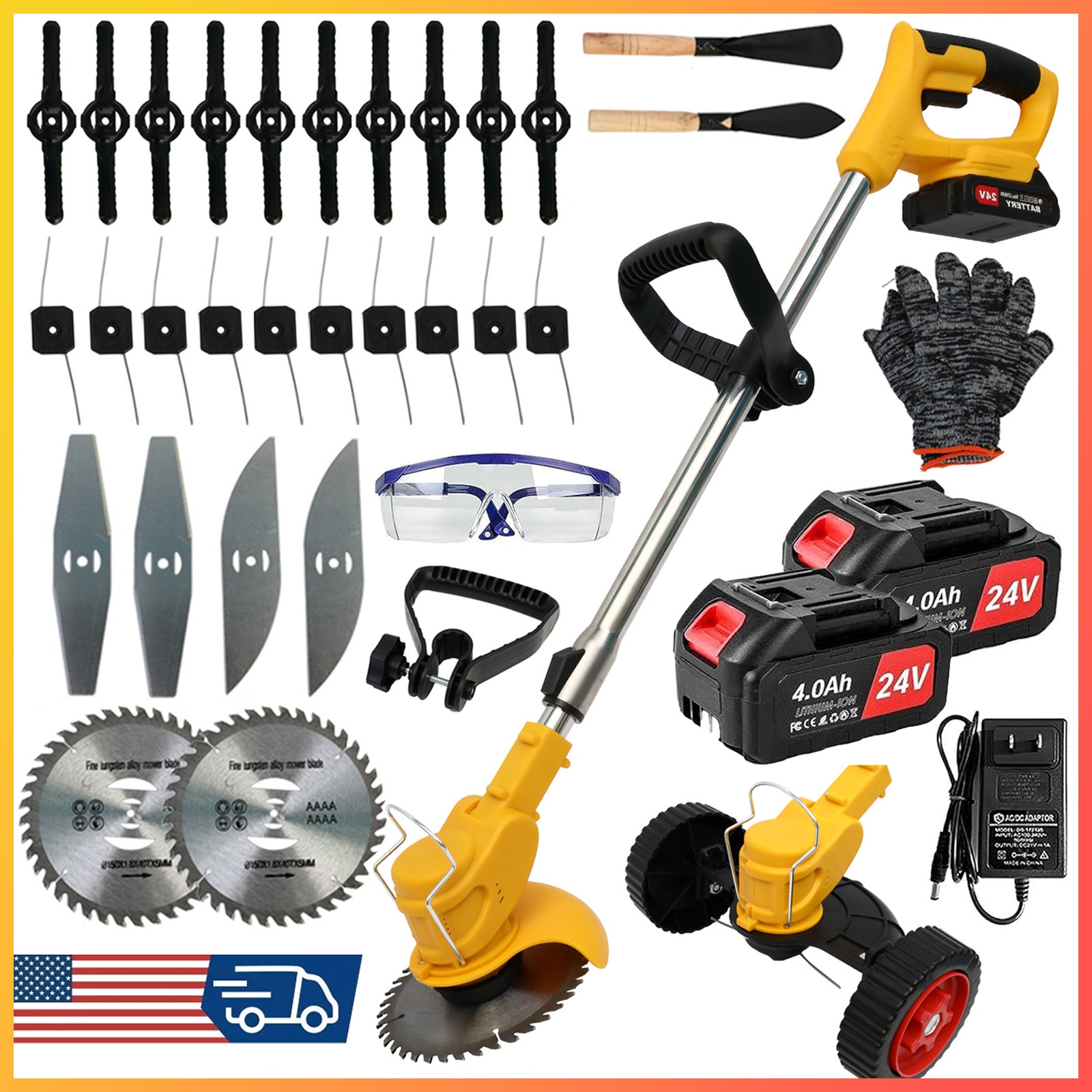 Cordless String Trimmer, Edger WeedWhacker Grass Eater Lawn 