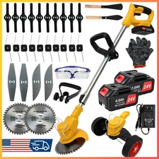 Cordless String Trimmer, Edger WeedWhacker Grass Eater Lawn Cutter w/2* Battery
