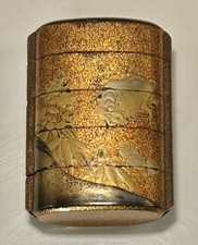 Antique Japanese Gilt Lacquer 5 Piece Inro  Maki-e Edo / Meiji Period No Cord
