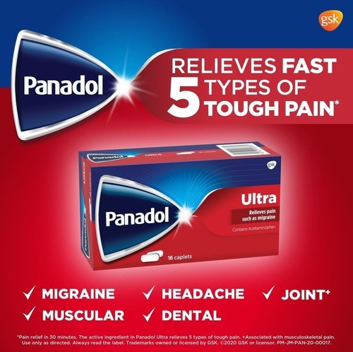 Panadol Ultra| Pain Relief| Migraine| Toothache 16 Caplets