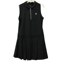 Tommy Hilfiger Womens Black Sleeveless Quarter Zip Pleated Polo Dress Tennis Sm