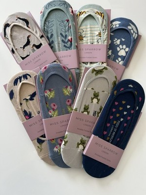 Damen Invisible/Footsie Sneaker Socken - verschiedene Designs Gr. 4-8, Miss Sparrow