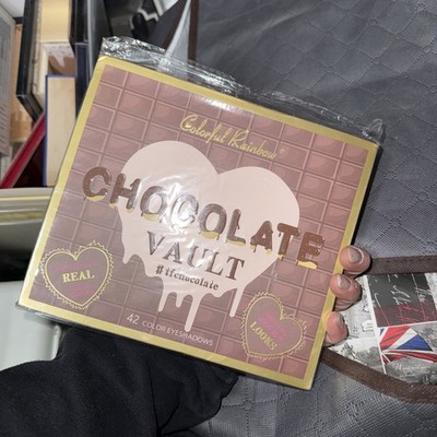 Colorful Rainbow CHOCOLATE VAULT 42 Color Eyeshadow Palette w/real Cocoa Powder 