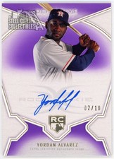 Yordan Alvarez 2020 Topps Definitive Purple Rookie Autograph Card #DRA-YAL 02/10