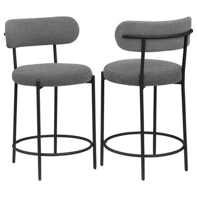 Viola Boucle Upholstered Counter Chair Grey