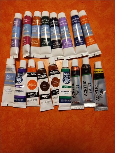 Lot of  17 Artists Loft Acrylic Paint 0.7 fl oz Tubes New And Used Mix