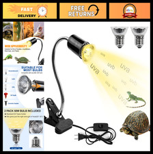 UVA UVB Reptile Heat Lamp 50W Basking Light with Rotatable Clip for Turtle, Liza