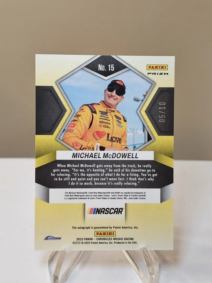 2023 Panini Chronicles Mosaic 5/10 Michael Mcdowell Gold Prizm Autographed Card - Image 3 of 3