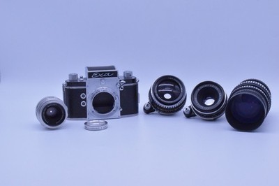 EXA Ihagee Dresden mit Objektiv Set Carl Zeiss & Meyer Optik Görlitz Orestor #E2