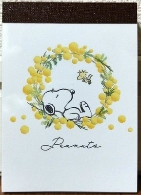 Kamio Peanuts Figur Snoopy Mini Memo Block 70 Frühling Blume Mimose MADE JAPAN