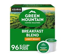 Green Mountain Breakfast Blend Coffee Keurig K-Cup Pods, Light Roast, 96/Carton