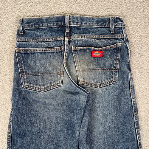 Vintage Dickies Jeans Mens 28x28 Blue Great Whisker Fades Grunge Kurt Workwear - Picture 5 of 11