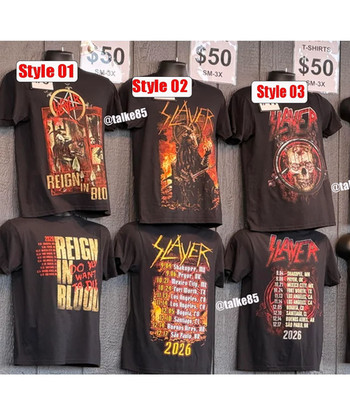 New!!! Slayer Reign In Blood Tour 2026 T-Shirt Reprint, Gif Fan