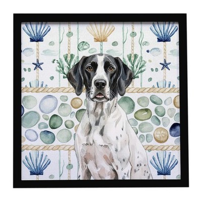 Black and White Pointer Coastal Sea Glass Framed Metal Print WDK7154MFP88