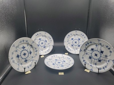 5 Royal Copenhagen Blue Fluted 5 Salad Plates  1/#179 made in Denmark Chipped