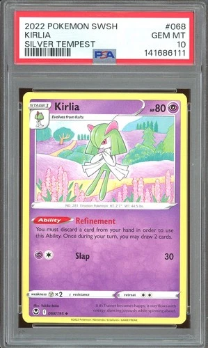 Pokemon TCG Sword & Shield Silver Tempest #068 Kirlia PSA 10