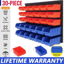 30PCS WALL MOUNTED GARAGE STORAGE BIN WORKSHOP ORGANISER RACK DIY TOOL BOXES UK