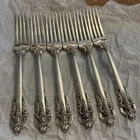 6 Wallace Grande Grand Baroque Sterling Silver Dinner Fork 7.5" Aprx. 408grams