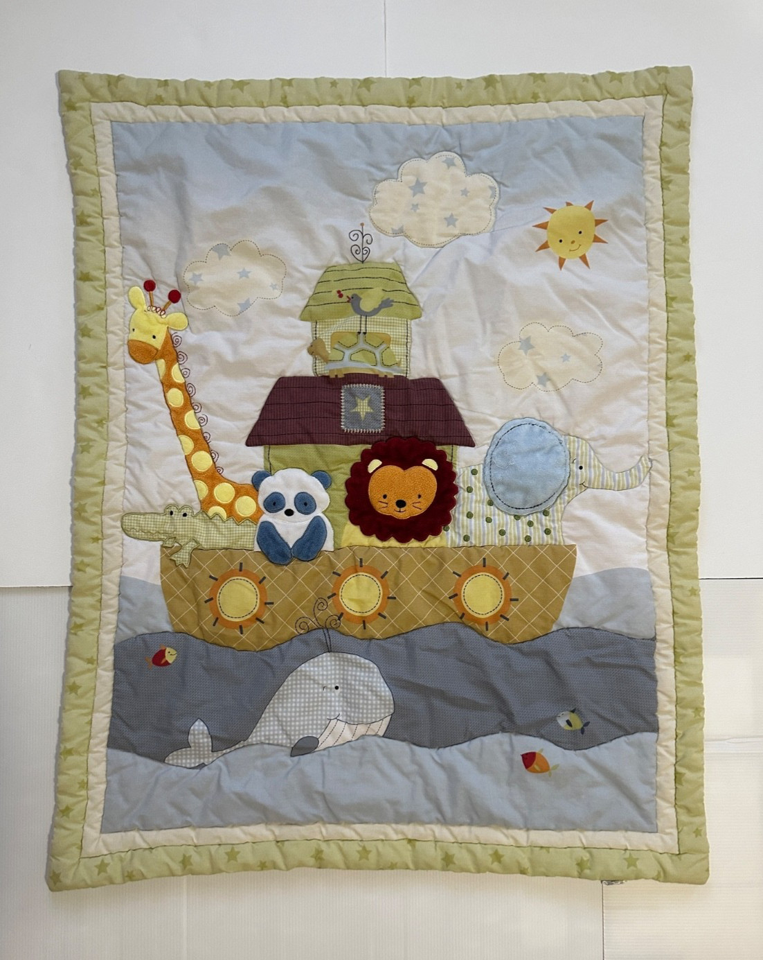 Kidsline Noah’s Ark Animals Panda Whale Lion Green Baby Blanket Comforter Kids
