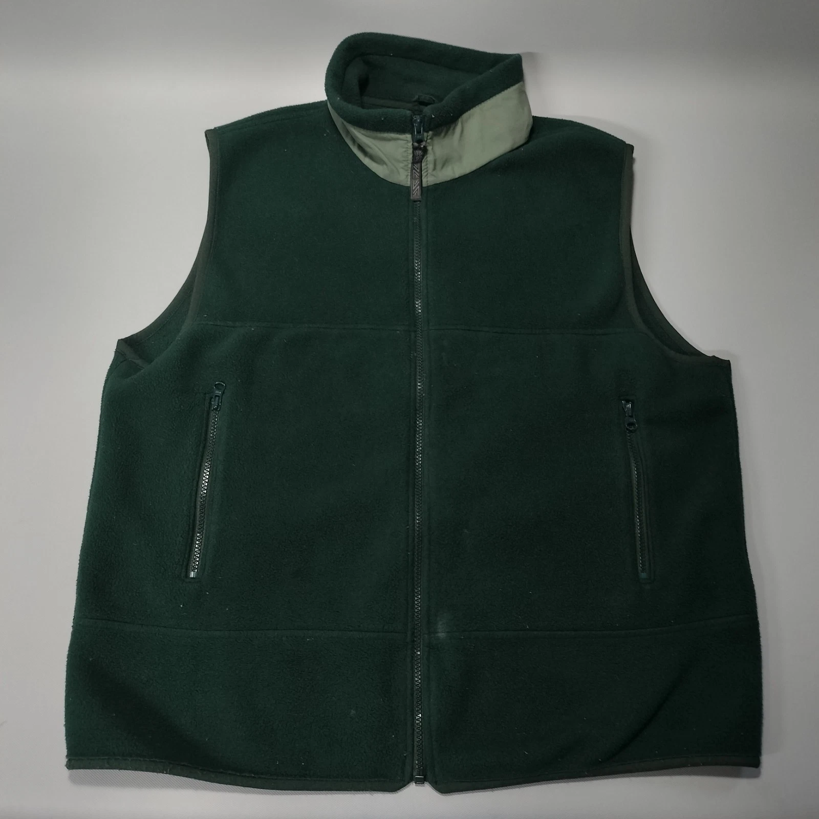 Lands' End Polartec Vest Green Full Zip Fleece Sleeveless Jacket Mens Size L