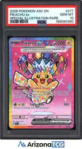 Pokemon 2026 Pikachu ex 277/217 SIR Ascended Heroes GEM MINT PSA 10