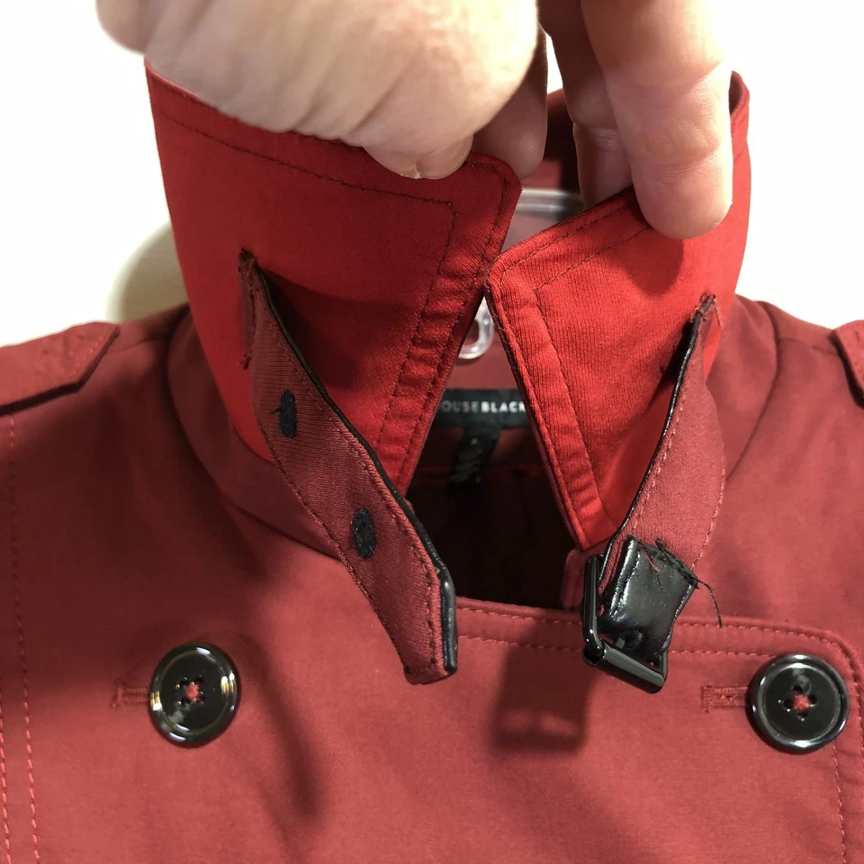 Gabardina de doble botonadura White House Black Market para mujer grande tinto vino Foto 3 de 4