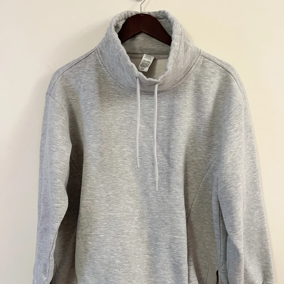 Sudadera pulóver gris con cordón cuello capucha RBX talla grande mezcla de algodón Foto 2 de 4