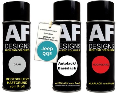 Spraydose Set für Jeep QQE Aqua Perl Metallic Autolack Klarlack Grundierung Spra