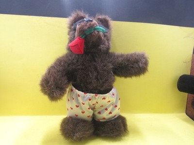6'' 1990 Applause Valentines Day Bear Stuffed Animal Plush Love Rose Blindfold