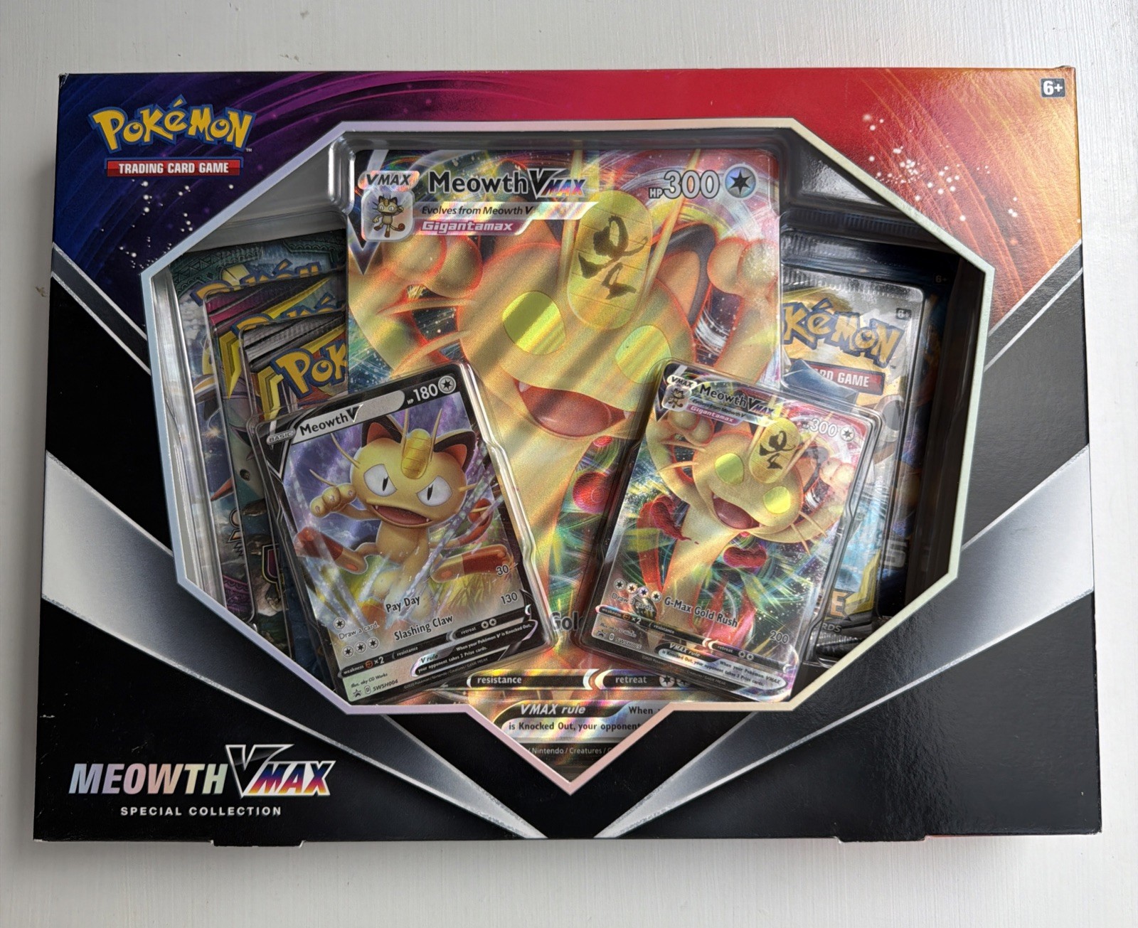 Pokemon Meowth VMAX Special Collection Box - 5 Packs
