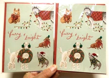 2 Papyrus Cards High Quality Merry Christmas Dogs Furry & Bright A Pawsome 'Day