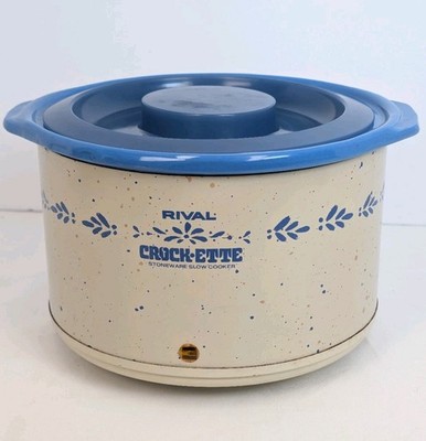 Vintage Rival Blue CROCK-ETTE 1 QUART Stoneware Slow Cooker Model 3205 Tested