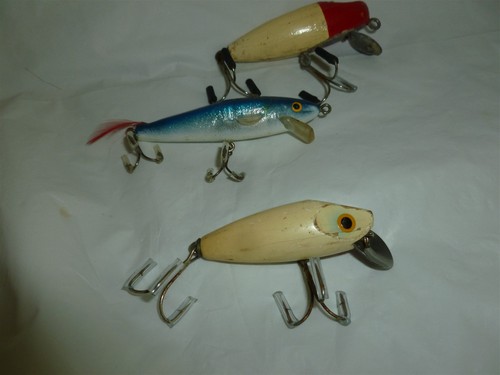 3 Vintage verwendbare Angelköder ohne Marke Lot M-829
