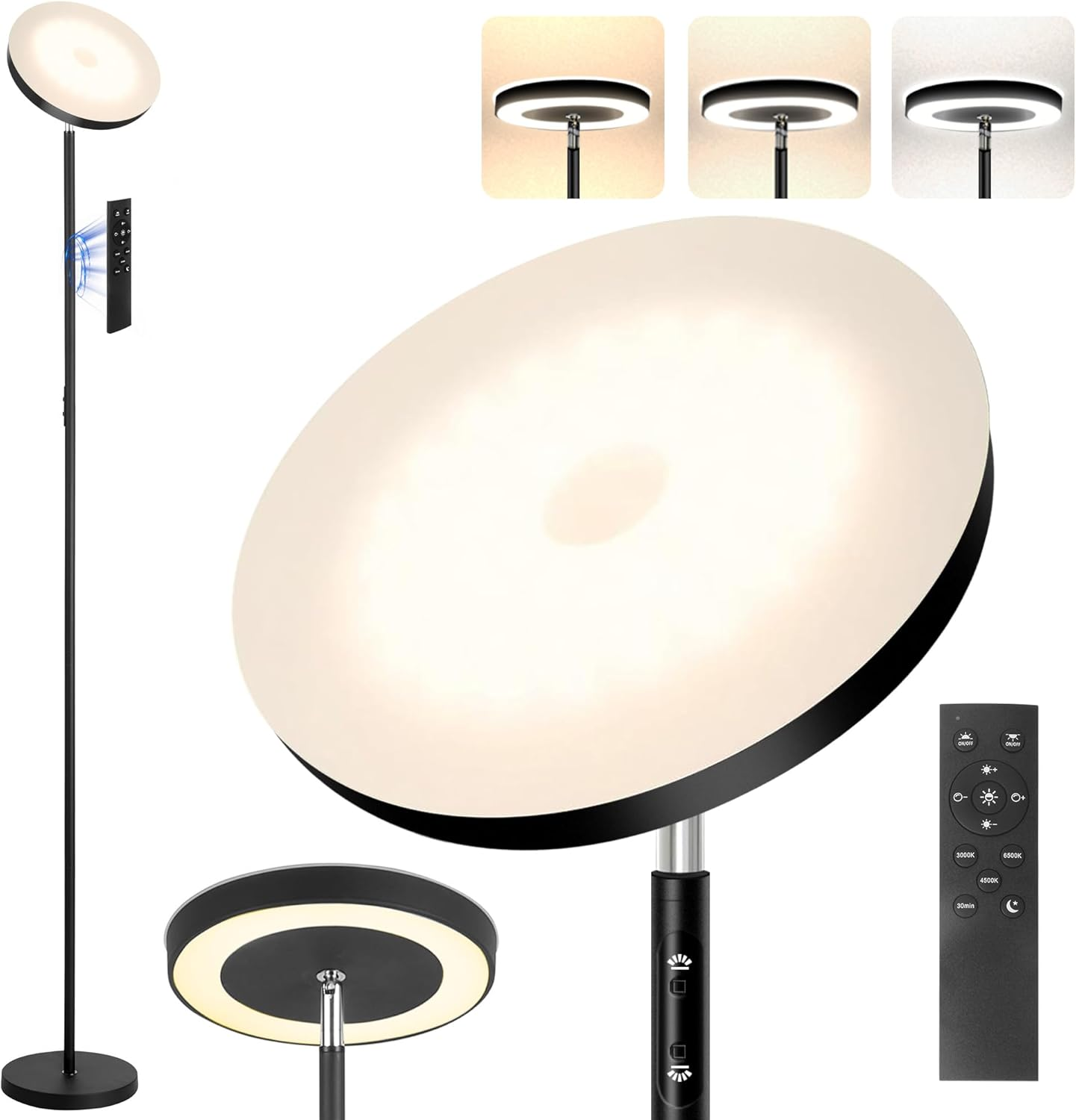 36W 3000LM Super Bright LED Floor Lamp with 3 Color Temperatures Modern Tall Standing Light-image