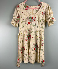 Vintage Pale Yellow Floral Babydoll Dress Unbranded Size SM Spring Summer Garden