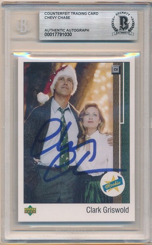 CHEVY CHASE 1989 UPPER DECK VARIATION CUSTOM SIGNED AUTOGRAMMKARTE BGS AUTO SP