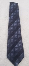 George 100 Silk Blue Geometric Design Necktie Stain Resistant Treated