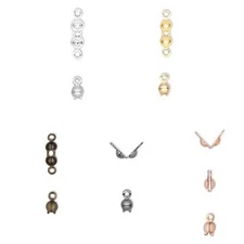 20 Brass Clam Shell Bead Tips, Fold Style End Beads with Double Loop Hide Knots