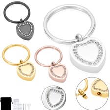 Heart Memorial Jewelry With Crystal Cremation Urn Keychain For Ashes Keepsake US