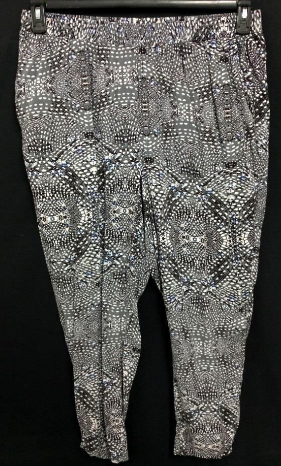 Ellos gray geometric print elastic waist pockets pull on women's pants 22/24