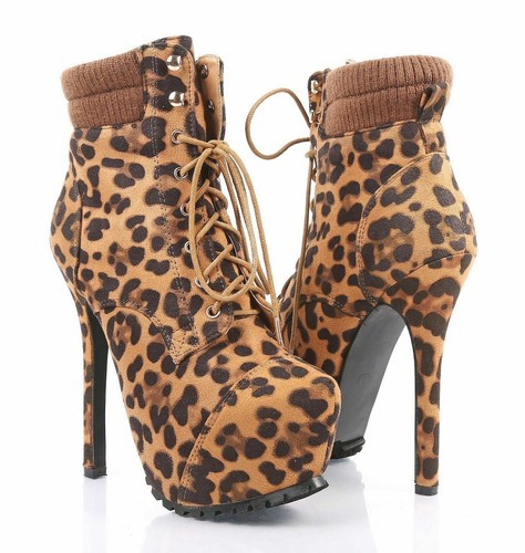 Leopard Faux Suede Combat Military 