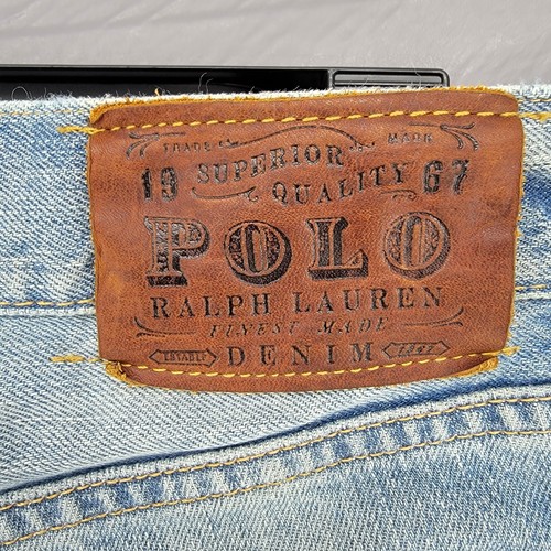 Polo Ralph Lauren Mens Jeans Classic Fit 33 Heavily Distressed Blue 34x32.5 - Picture 9 of 11