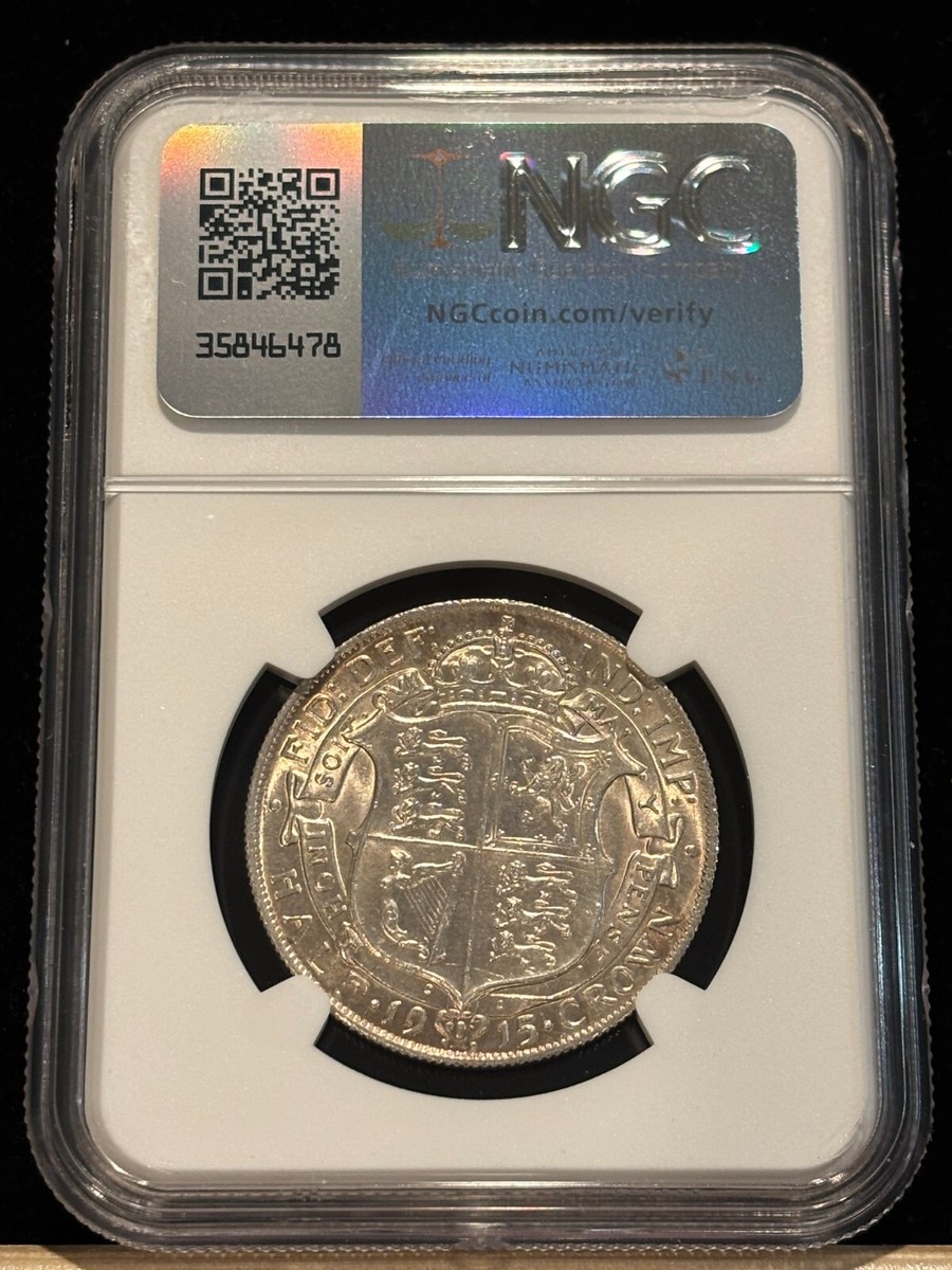 GREAT BRITAIN Half Crown 1915, George V, NGC UNC Detail Lustrous