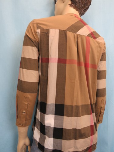 NWT BURBERRY BEIGE COTTON HOUSE CHECK BUTTON FRONT LONG SLEEVE BLOUSE SHIRT US 4 - Picture 8 of 13