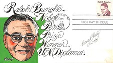 1860 20c Ralph Bunche Bernard Goldberg hand painted cachet [1502]