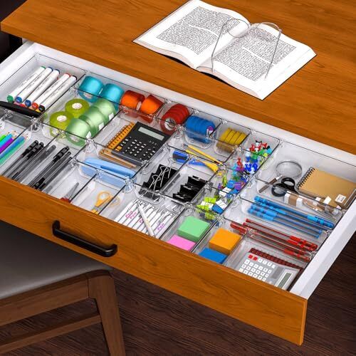 pc Plastic Drawer Organizer Set,4 Size Small Storage Containers for 25 Clear - Picture 5 of 7