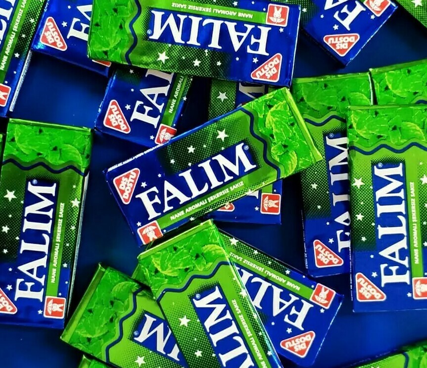 Falim Mint Green Mint Flavored Sugarfree Chewing Gum Sweden, falim