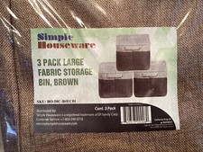 Large Storage Basket Rectangular Fabric Collapsible Organizer Bin Box 3-Pack