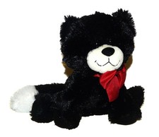 Russ Berrie Lil Winter Kitten Cat Black White Red Bow Plush Stuffed Animal Toy